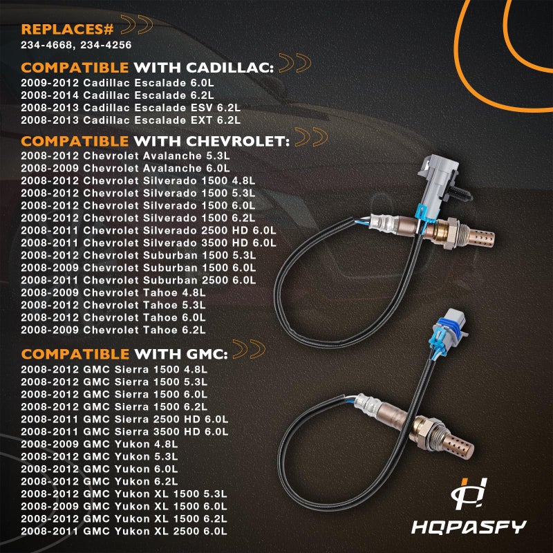 HQPASFY O2 Oxygen Sensor Upstream Downstream 4Pcs Compatible with Silverado Tahoe Suburban & More Replaces# 234-4668, 234-4256 - Image 2